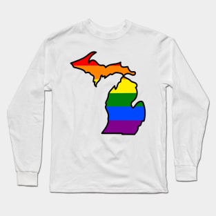 Michigan Gay Pride Flag Long Sleeve T-Shirt